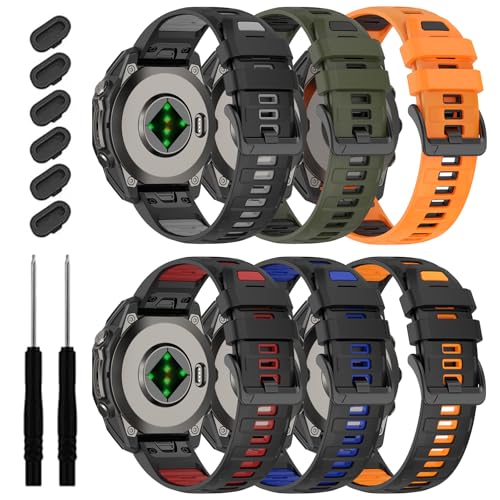 MDBBLBM Correas de reloj Quickfit de 26 mm compatibles con Garmin Tactix 8/Fenix 8 AMOLED 51mm/Fenix 7X/7X Pro/6X/6X Pro/5X/5X Plus/3, correa de silicona para Garmin Descent Mk2i/3i 51mm/Epix Pro 51MM