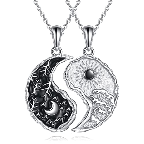AXELUNA Yin Yang Tree of Life necklace Sterling Silver Matching Couples Friendship Necklace Jewelry For Women Men Gift