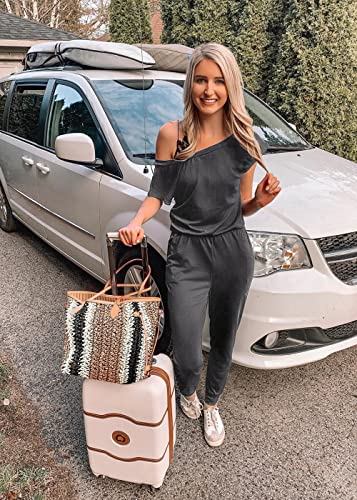 Image of PRETTYGARDEN Jumpsuits for Women 2026 Summer Dressy Off Shoulder Romper Spring Vacation Travel Lounge Outfits Clothes