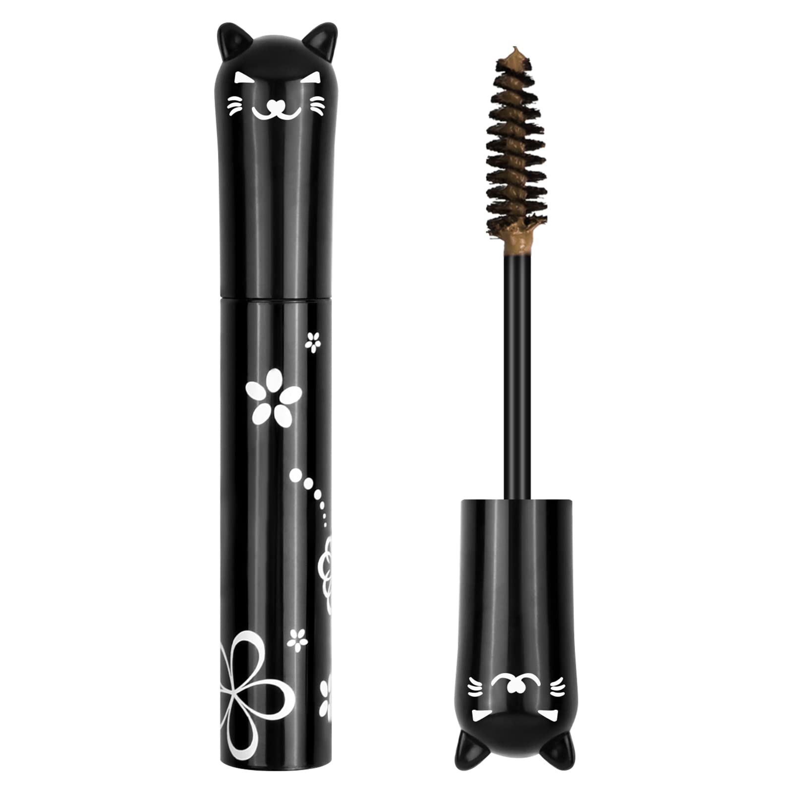 Máscara de Pestañas 4D de Fibra de Seda, Extra Larga y Resistente al Agua para un Maquillaje de Ojos Natural Duradero (Marron Oscuro)