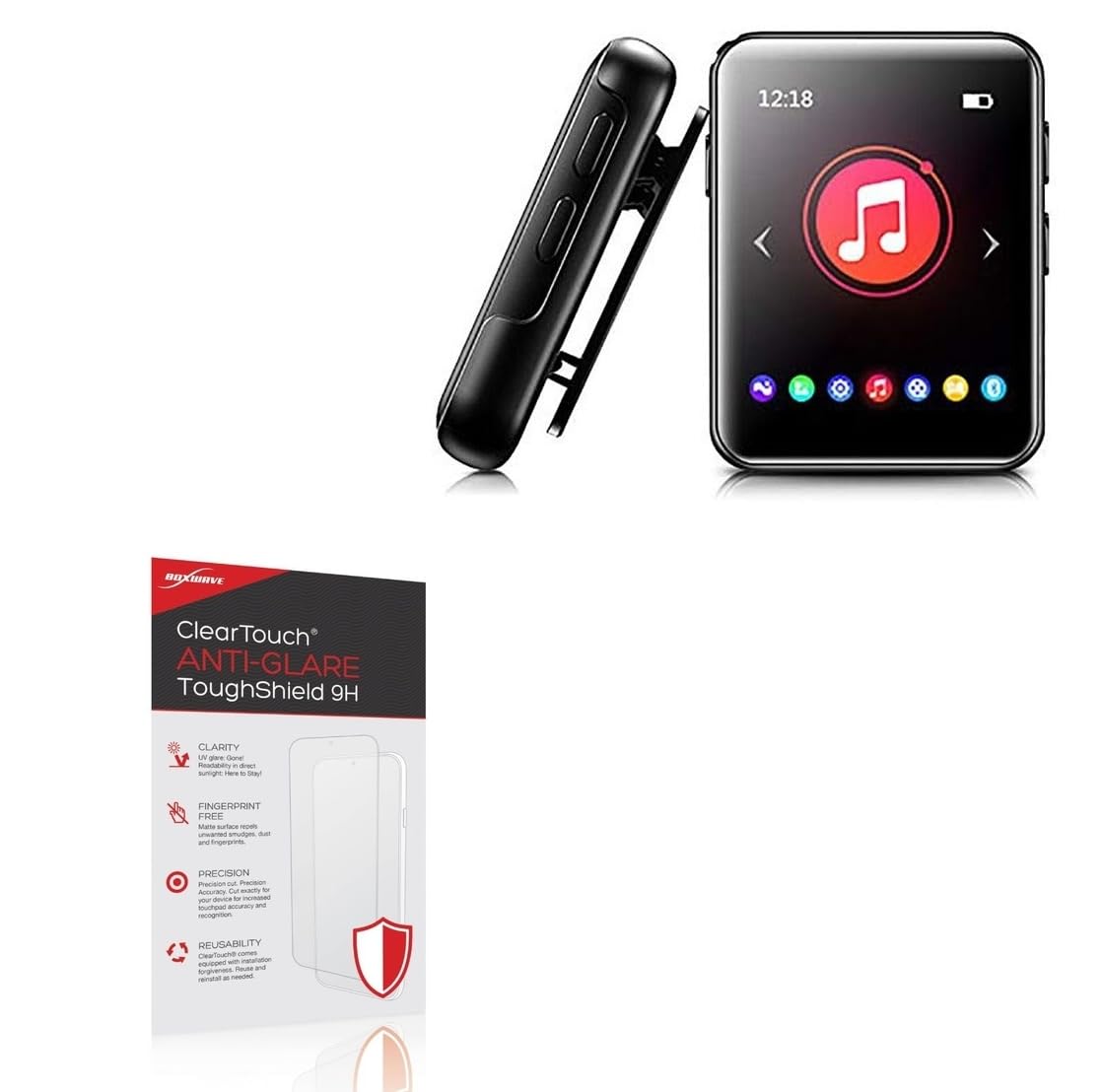 BoxWave Screen Protector Compatible With Benjie MP3 Player BJ-X1 - ClearTouch Anti-Glare ToughShield 9H (2-Pack), Anti-Glare 9H Tough Flexible Film Screen Protector