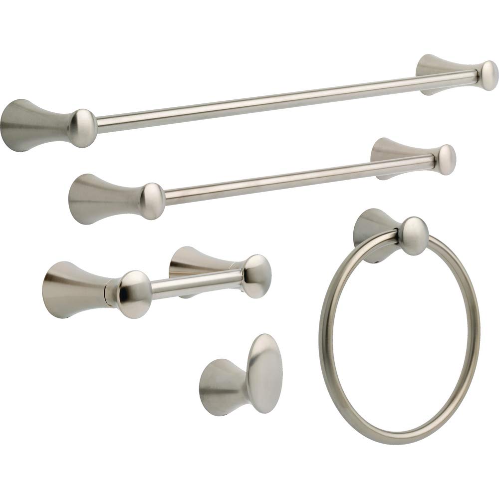 Delta Lahara Barra de agarre decorativa de 61 cm x 1 1/4 pulgadas, Zinc fundido y acero inoxidable., Acero inoxidable brillante., 16 x 1.25 Inch Decorative Grab Bar
