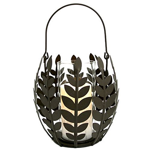 Pacific Accents Wisteria Leaf Basket with Flameless Candle
