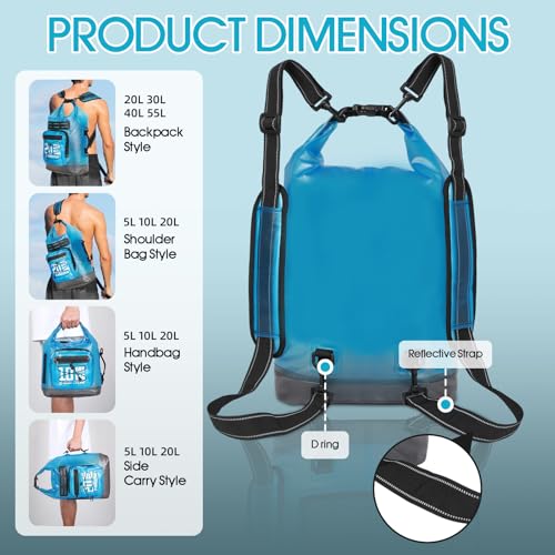 Image of MORXPLOR Dry Bag Waterproof,5L /10L /20L /30L /40L /55L Roll Top Dry Bag Backpack with WaterProof Phone Case for Swim,Kayak