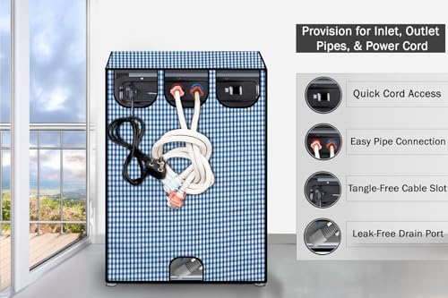 Image of Stylista Top Load Fully Automatic Washing Machine Cover Suitable for Lloyd 6.5 kg, 7 kg & 7.2 kg Pin Check Pattern Blue