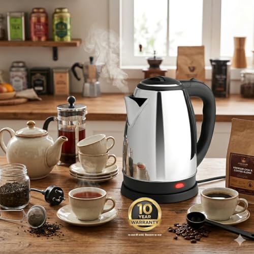 Image of Stainless Steel Electric Kettle 2L | 10-Year Warranty | Auto Cut-Off & Dry Boil Protection | Cool Touch Handle | Premium Design | 1500 Watt | Tea, Coffee & Multipurpose Use