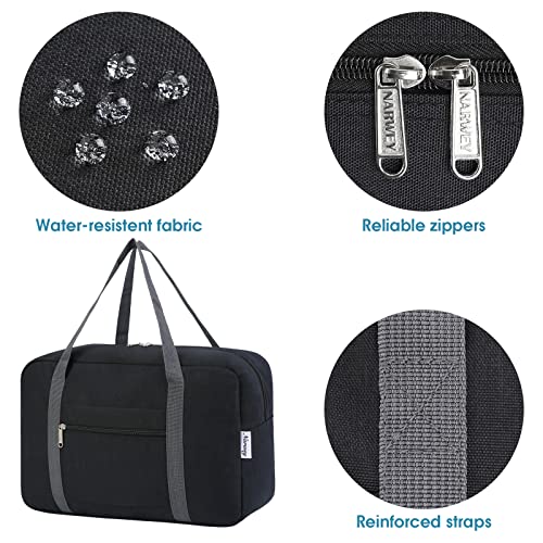 Narwey 20L Ryanair Handgepäck 40x30x20, Klein Sporttasche Faltbare Reisetasche Handgepäck Tasche Flugzeug für Damen, Travel Bag Weekender Herren (Schwarz)
