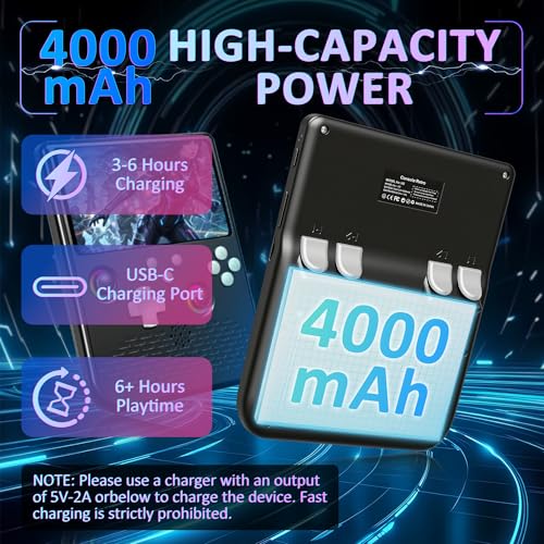 Image of H5 Retro Gaming Console, 5.0 Inch IPS HD Screen Handheld Game Console, 256GB TF Card Build-in 40000+ Classic Games, Portable Video Arcade Support 34+ Emulators with 4000mAh Battery, Black