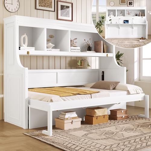 Meritline Wall Bed with Desk & Shelves