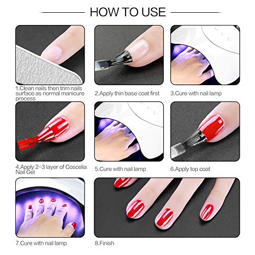 image for COSCELIA Gel Nail Polish Starter Kit with 36W LED Curing Lamp 8 Colors