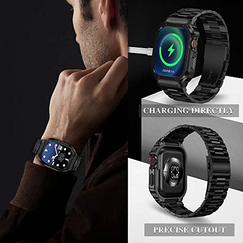 HASLFM Stainless Steel Straps with Case Compatible with Apple Watch 45mm Series 9 8 7 - Image 4