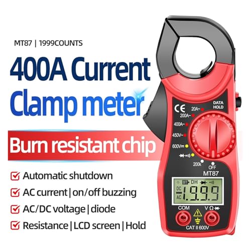 Pinza Amperimétrica MT87 Multímetro Portátil 1999 Cuentas Probador de Voltaje DC/AC Amperímetro NCV Ohm Herramientas Industriales para Reparación de Autos (MT87 Rojo) miniatura 2