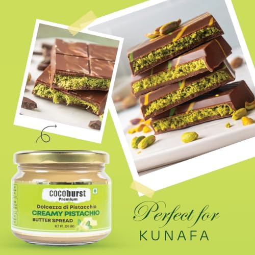 Image of Jindal Cocoa Cocoburst Pistachio Spread with 40% Pistachios - Creamy Pistachio Butter & Pista Cream for Kunafa - 300g | Cocoa Butter Blend | No Palm Oil | Protein-Rich | No Trans Fat, Colors, or Preservatives | 100% Vegetarian.