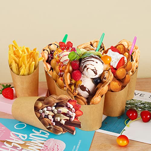 Bubble Waffle Bags, Stars, 50 Pieces, 14 oz Snack Containers, Chips Bags, Paper Popcorn Bags, Bubble Waffle Iron Cups for Take Party, Frozen Dessert, Baking Cakes - Image 3