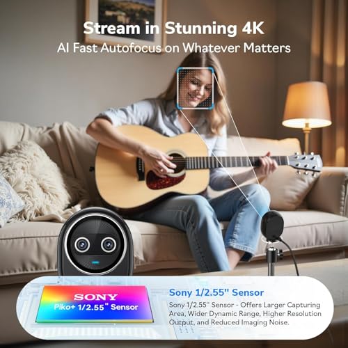 Image of EMEET Piko+ 4K Webcam for Streaming Black and Desk Tripod