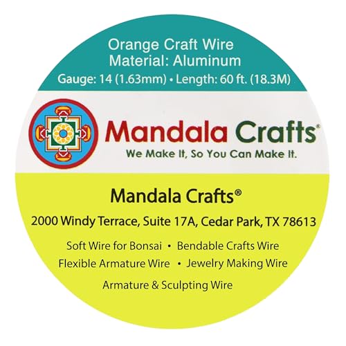 Image of Mandala Crafts 14 Gauge Orange Anodized Aluminum Craft Wire, 60 FT | Colored, Flexible, Bendable, for Bonsai, Armature, Sculpting, Wire Wrapping, Jewelry Making, Weather & Tarnish Resistant
