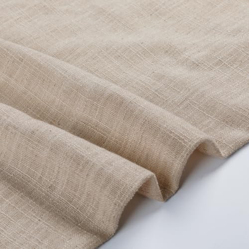 Image of TWOPAGES 26 inch inch W x 45 inch inch L Linen Blend Cafe Curtains for Kitchen Window, Light Filtering Pinch Pleated Tier Curtains, Modern Farmhouse Half Window Curtains for Small Window, Tapioca, 2 Panels