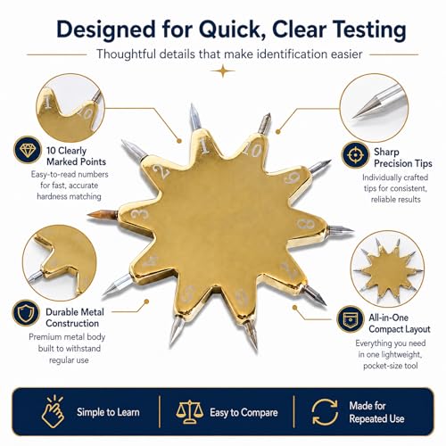 Kit de test de dureté Mohs 1-10 avec stylos pour roches et minéraux - 6