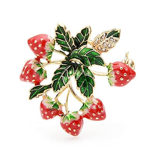 Cadeaux Nouvel An broche arbre aux fruits rouges émail pour femme élégante