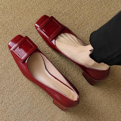 Escarpins à talons carrés bout pointu pour marcher confortablement
