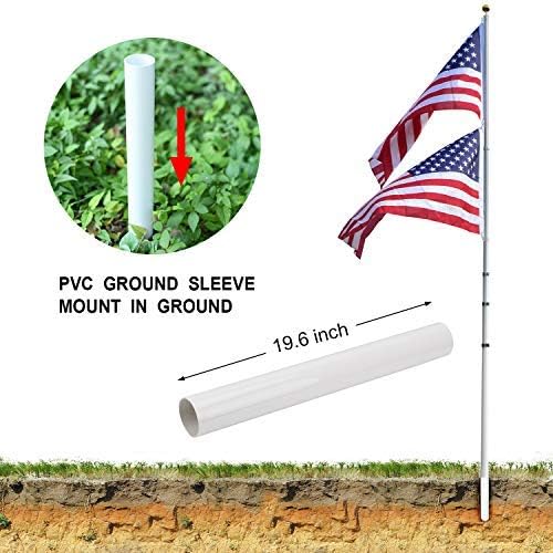 Klvied 20FT Telescopic Flag Pole, Tangle Free Flagpole Kit Fly 2 Flags, Heavy Duty Extra Thick Aluminum Flag Pole with 3x5 America Flag, Golden Ball Top for Commercial, Residential, Outdoor