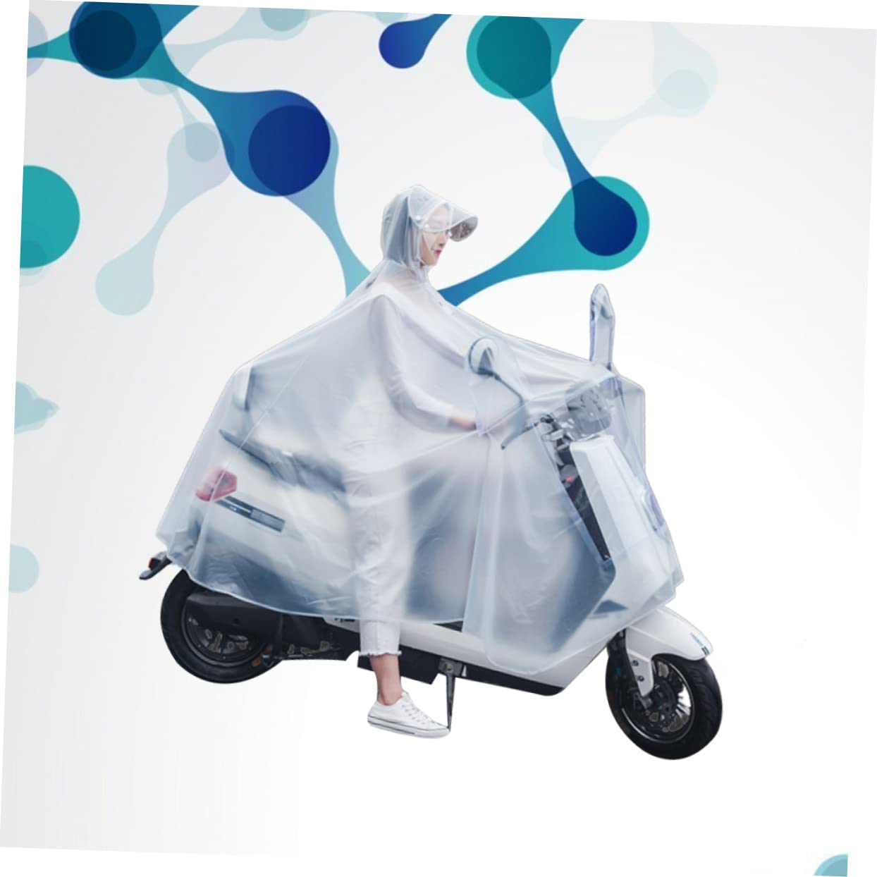 Raincoat Outdoor Donna Adulti Pvc Bianco Xxxxl per Riding | Crystal Frosted Finish, Copertura Collo, Taglio Monopezzo da Indossare Durante L'uso Esterno