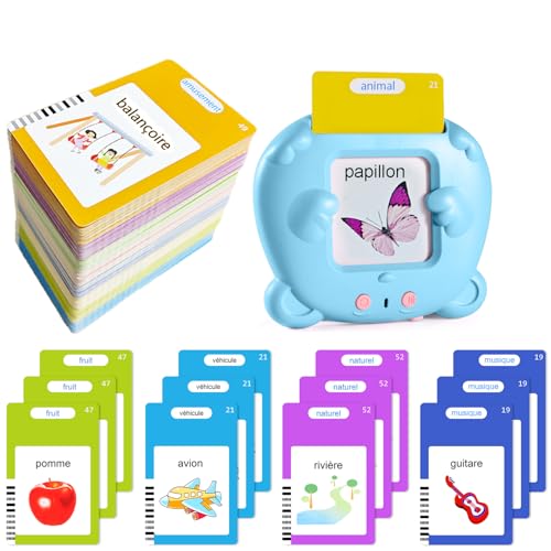 510 Parole Schede Flash Cards Parlanti Francesi, Giochi Montessori Bambini, Amico Vocabolo Gioco, Giochi Bambini Educativi, Carte Parlanti Montessori-Blu