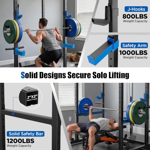 Image of SPORTSROYALS Power Rack, Multi-Functional Power Cage, Squat Rack with Pulley System & LAT Pull Down, Workout Cage with J Hooks for Home Gym