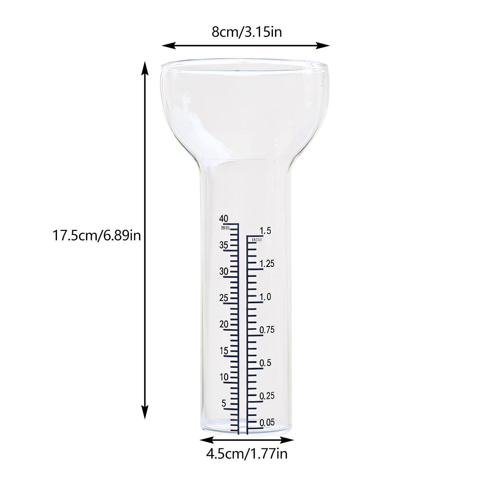AONEGOLD Regen‑ BZW. Niederschlagsmesser Ersatzglas mit klarer Messskala, trichterförmiges Glas für Garten und Außenbereich, frostsicher inklusive Halterung (Weiß1+2+3-a)