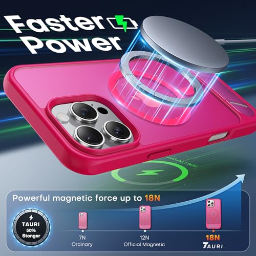 Coque iPhone 16 Pro Max MagSafe rose vif avec support antichoc invisible