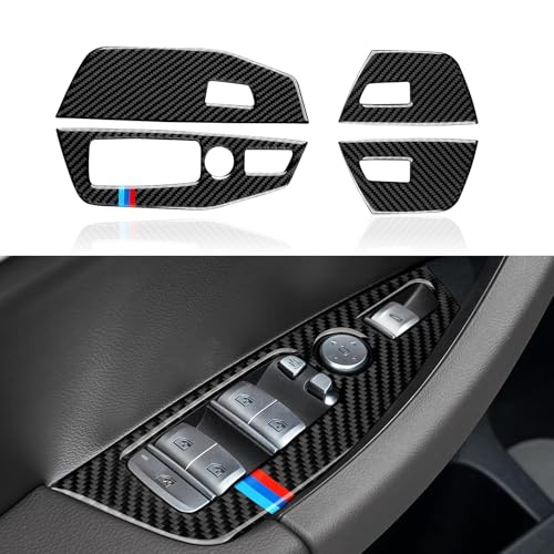 Image of Car Window Lift Switch Sticker Cover Decal Carbon Fiber Trim fits for BMW X3 G01 X4 G02 2018 2019 2020 2021 2022 2023 2024 Accessories