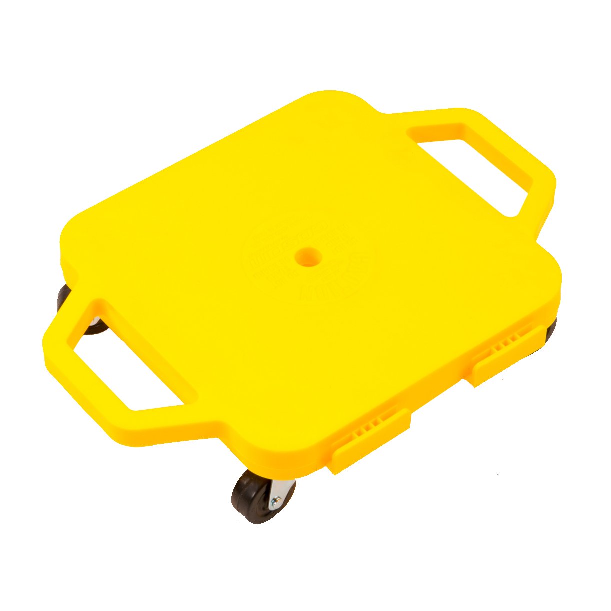 Cosom Scooter Board, 12 Inch Children's Sit & Scoot Board With 2 Inch Non-Marring Metal Casters & Safety Guards for Physical Education Class, Sliding Boards with Safety Handles, Yellow