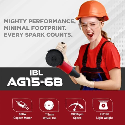 Image of IBELL Angle Grinder AG15-68 (USED) | 680W Heavy Duty | Copper Armature | 115mm /4.5 inch Disc Dia | 11000 RPM | With Grinding Wheel & Guard | Compact & Lightweight | 6 Months Warranty