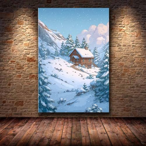 Tableau sur Toile Paysage Hivernal Impression HD Déco Murale Scène Igloo Bleu - 4