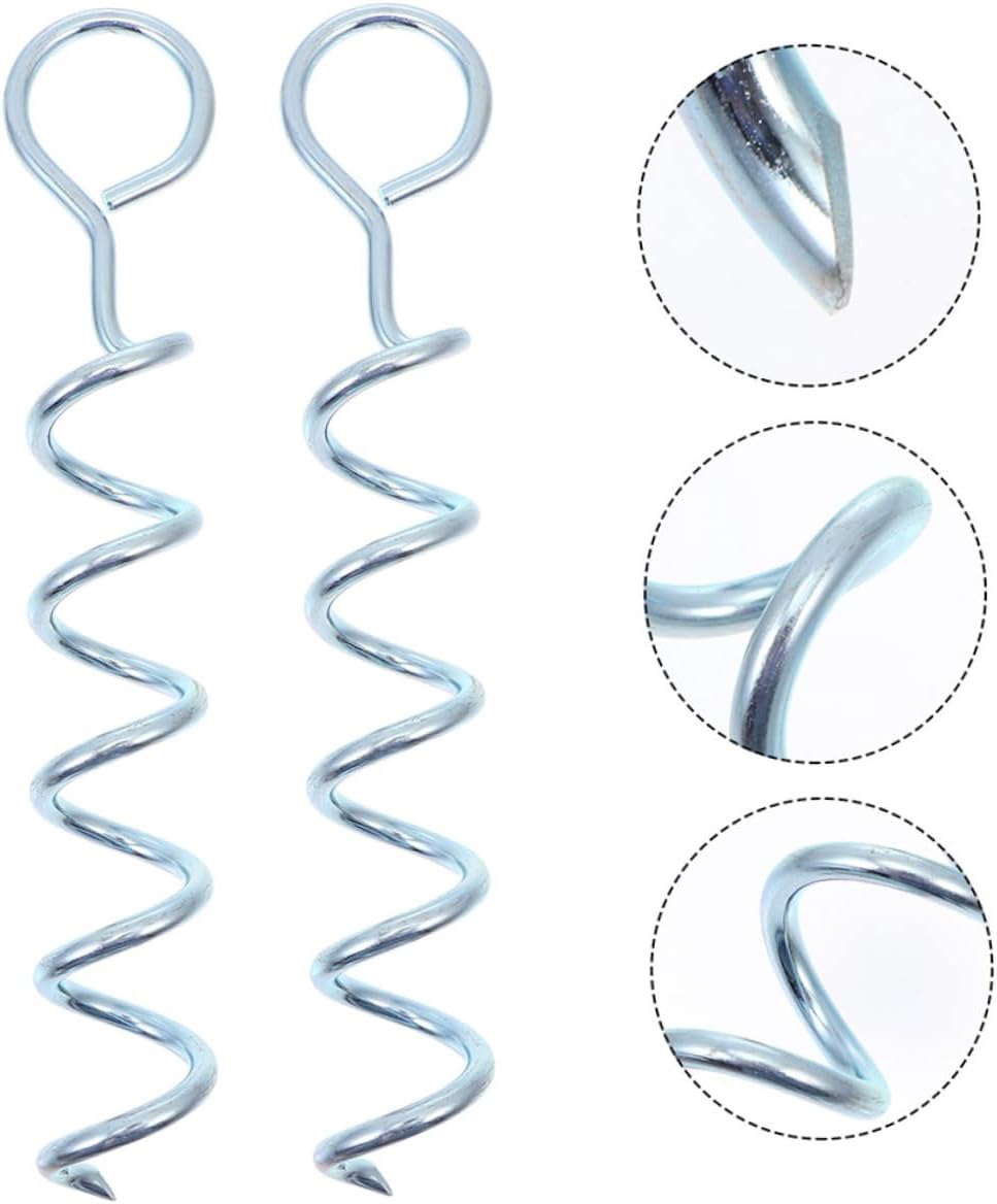 POPETPOP 4pcs Heavy Duty Spiral Tent Stakes for Camping Outdoor Use Iron Ground Anchors for Tents Trampolines and Dogs Sturdy and Reusable