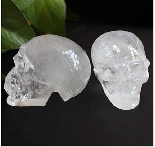 Miniatura 5 de Figura de calavera de cuarzo transparente de cuarzo curativo, estatua de sultura, calavera de piedra natural tallada grande para decoración del