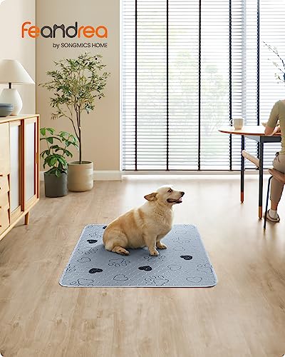 Feandrea Welpen-Unterlagen waschbar, Wiederverwendbare Matten für Hunde, 122 x 91 cm, 2er Set, XL, Hundetoilette, auslaufsicher, rutschfest, super saugfähig, grau PTD036G01