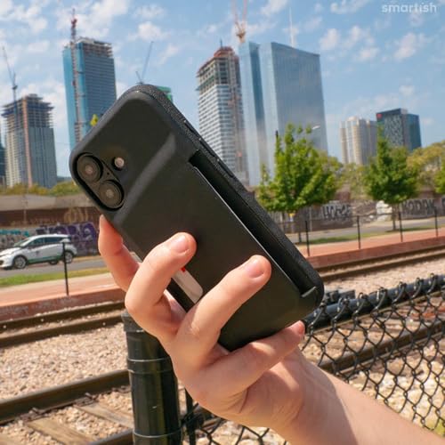 Protège carte iPhone 16 Pro Smartish antichoc étui noir mince