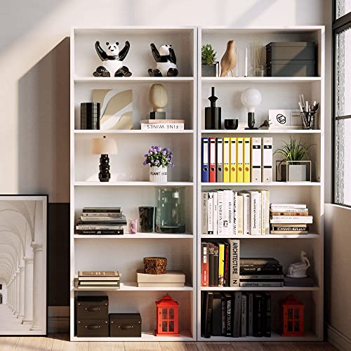 Ironck Bookshelves And Bookcases Floor Standing 6 Tier Display Storage Shelves 70In Tall Bookcase Home Decor Furniture For Home Office, Living Room, Bed Room (Industrial White) #TOP1