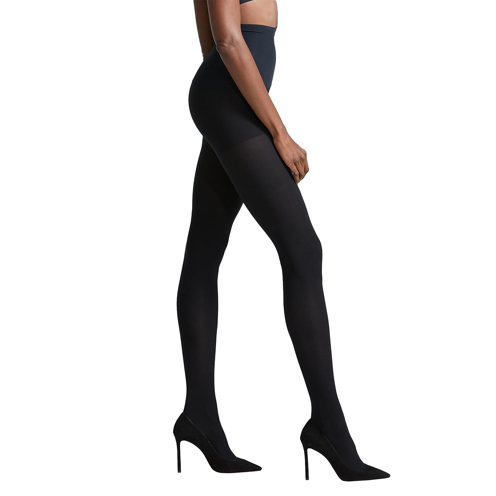 commando - Ultimate Opaque Control Tights | Smoothing Waistband | Comfortable Hosiery | Women’s Tights for Dresses & Skirts, Black, L