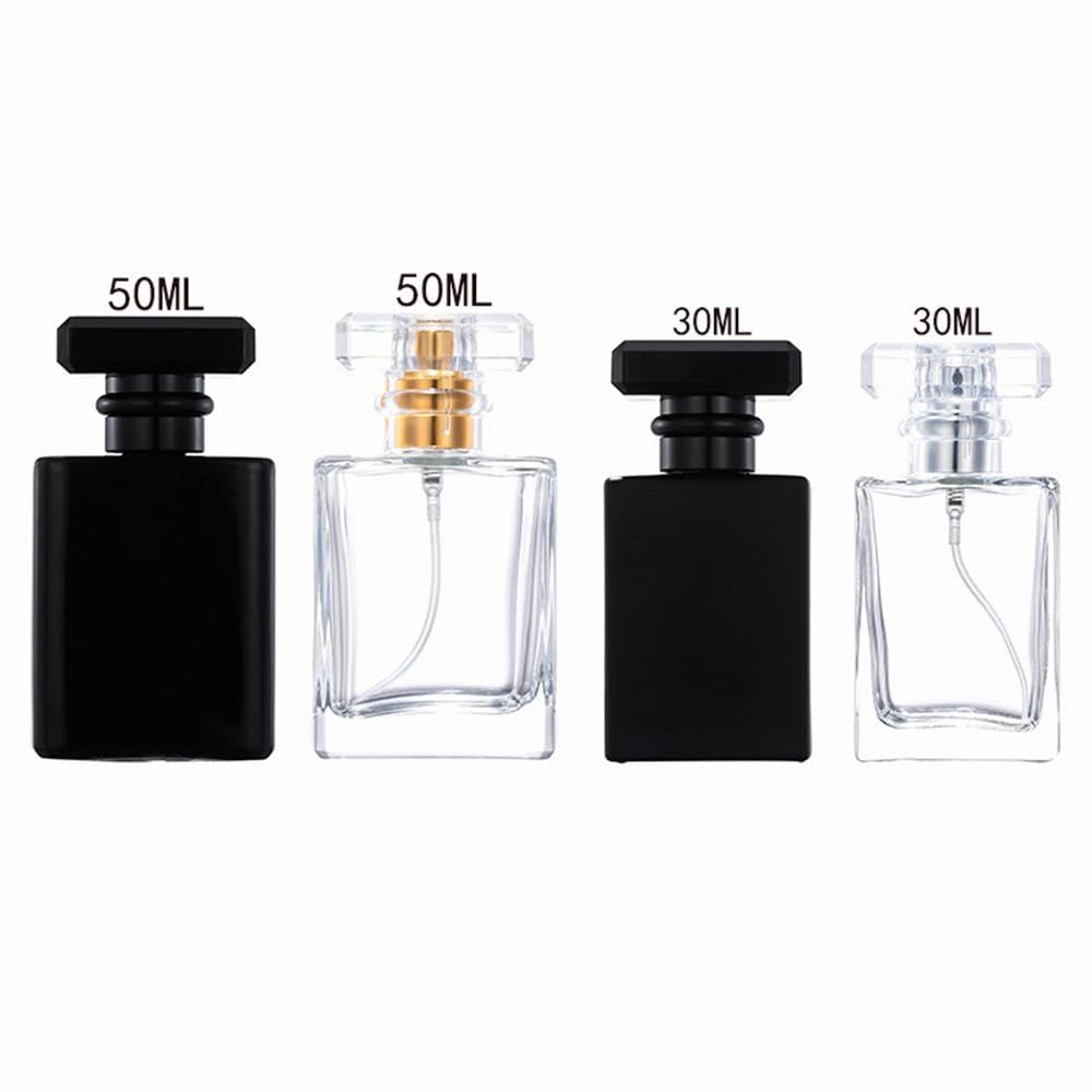 5-20 szt. 30 ml 50 ml podróżna szklana butelka z rozpylaczem, pusta przezroczysta czarna butelka na perfumy, zestaw kieszonkowych pojemników na mgiełkę (przezroczysty srebrny, 5 szt., 30 ml)