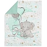 UNIQUE Mint Elephant Fabric Panel, 29x39in, Quilting Panel, Cotton Sateen, Mint, Grey