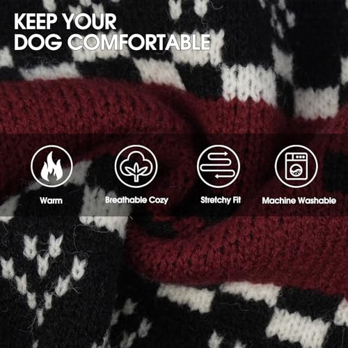 IECOii Great Dane Sweater, 4XL Dog Sweater for Giant Breeds Male, Warm Dog Sweaters with Fair Isle Pattern for Fall Winter Walking, Mid-Neck Pullover Thick & Stretchy for Big Dogs Boy, DarkRed, 4XL by IECOii - Image 3