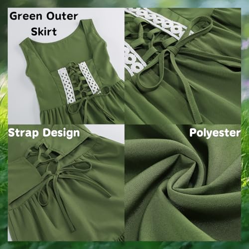 Disfraz Medieval Princesa para Niñas Color Verde miniatura 3