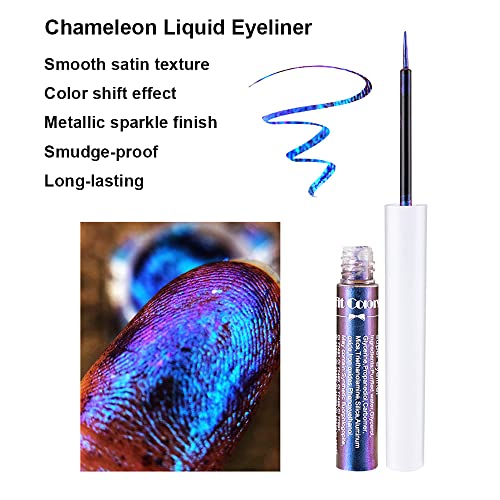 Mysense Chameleon Liquid Glitter Eyeliner, Metallic Satin Eyeliner Liquid Liner Multi-Reflective Sparkle Finish, Smudge-Proof Long-Lasting Glitter Eye Shadow Makeup, 05 Purple Blue #TOP2