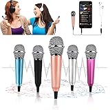 KICOSOADT Mini Microphone, Tiny Microphone, Karaoke Microphone/Pet Sniffing Microphone with mic stand for Man/Pet Voice Recording Shouting and sing (Rose Gold)