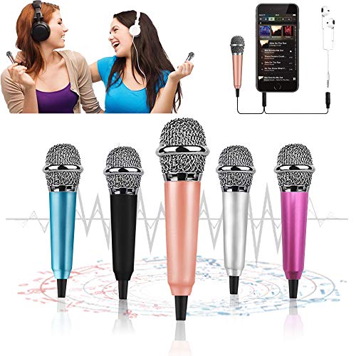 Mini Microphone,Tiny Microphone, Portable Microphone/Instrument Microphone for Man/Pet Voice Recording Shouting and Sing,with Mic Stand and Box (Rose Gold)