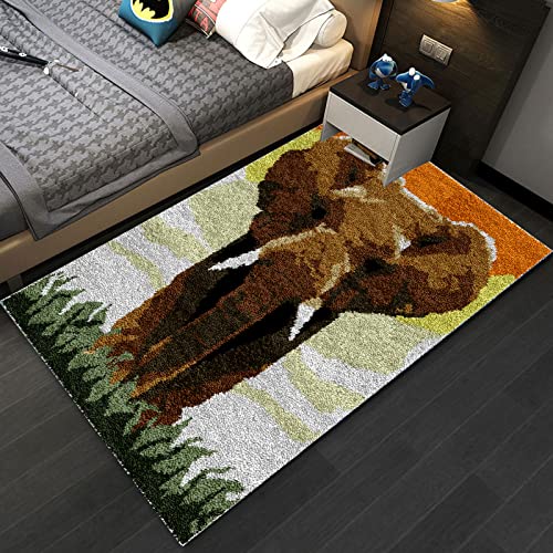 LucaSng 85x115cm Kit para Hacer tapices,Kit de Ganchos de pestillo para alfombras,Kit de Tejer ​con Gancho cojín de sofá Alfombra,Kit de Gancho DIY Alfombra,patrón de Paisaje Cover