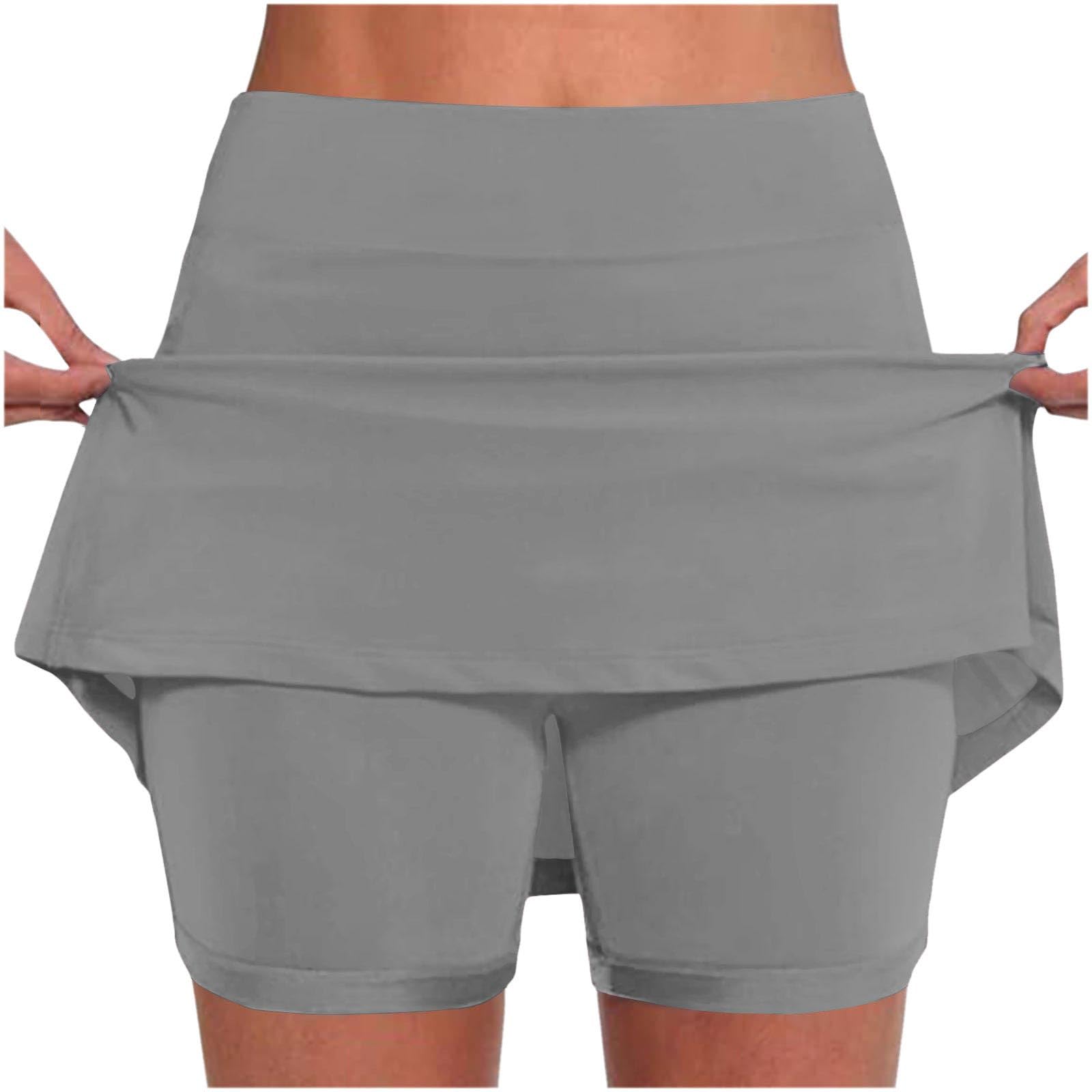 Skorts for Women Plus Size Tummy Control Legging with Skirts Casual High Waist Mini Skirts Athletic Tennis Short — view 17