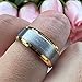 TUTISS 8mm Gold Tungsten Rings for Men Women Fashion Engagement Wedding Bands Silver Brushed Top Stepped Beveled Comfort Fit Size 11